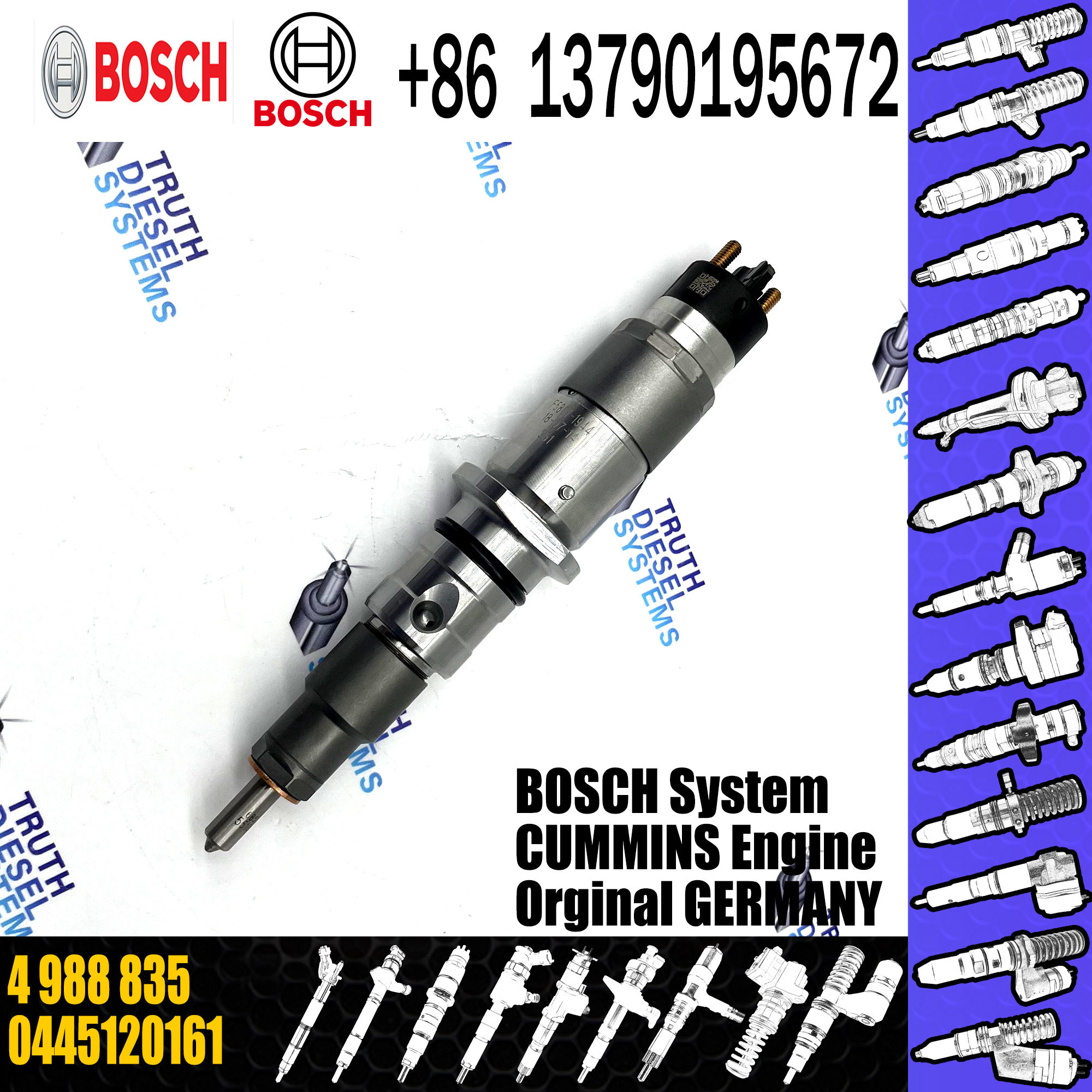 High quality Common Rail Injector diesel fuel injector 4988835 5253221 5269194 0445120161 0445120204 0445120267