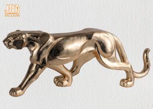  130cm Leopard Sculpture Decor With Gold Leaf Finish Polyresin Animal Statue Manufactures