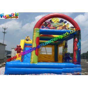  Customized Elmo And Sesame Inflatable Bouncer Slide , Jumping Slide With Pool Manufactures