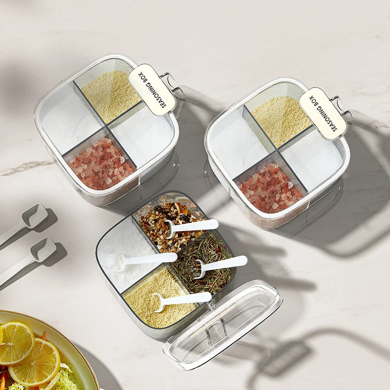 Kitchen Storage Salt Container With Lid And Spoon
