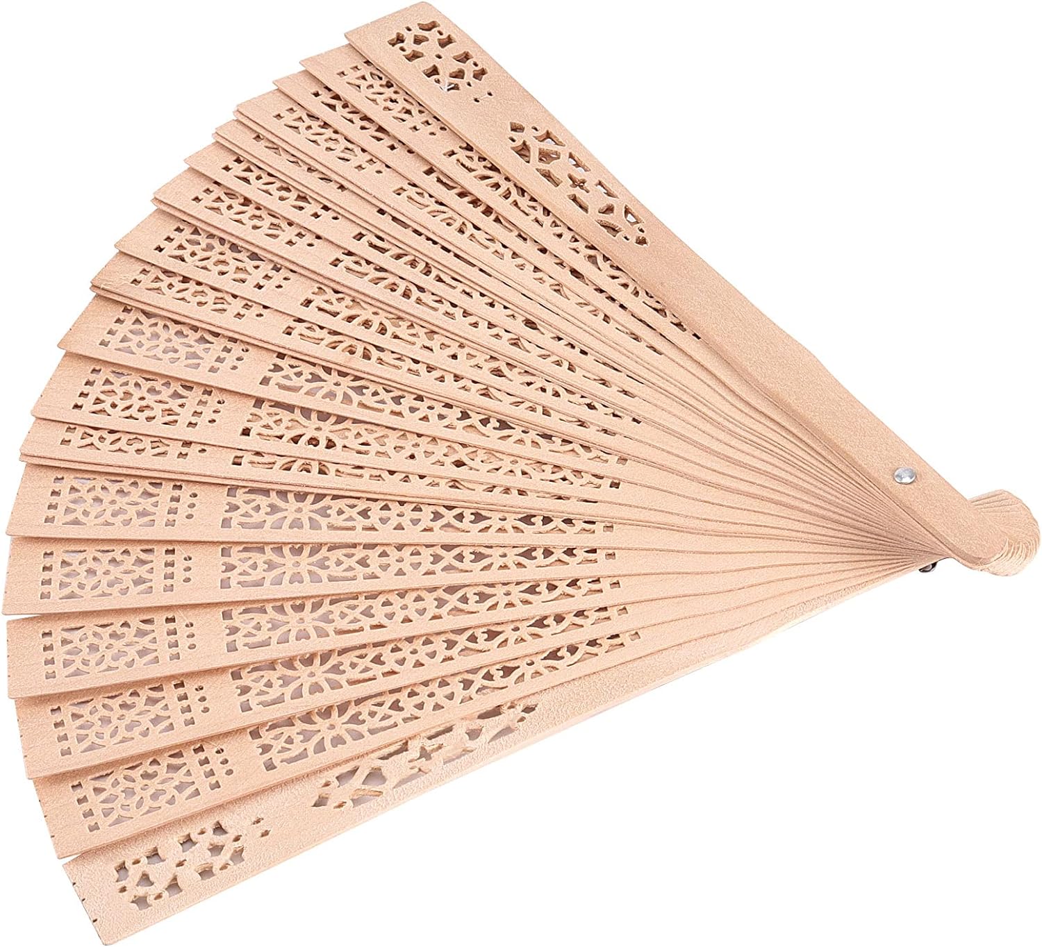 Custom Chinese Carved Folding Fragrance Wood Hand Fan Hotel Wedding Fan