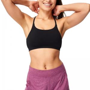  Fashionable Soft Wear Black Seamless Padded Yoga Bra Sexy Strap Sports Bra For Women Manufactures