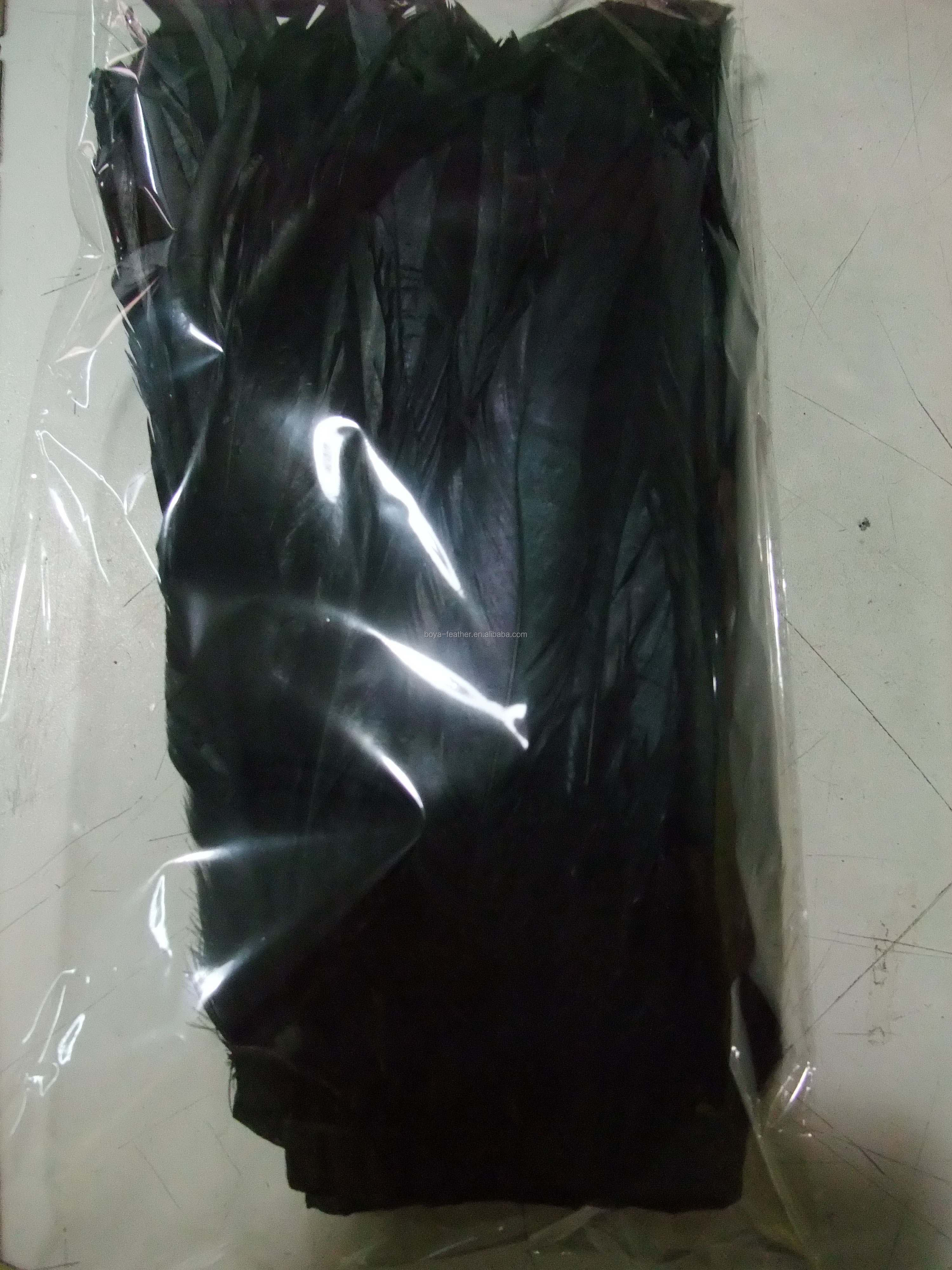 Black Rooster Cock Coque Feather Trim With Satin Ribbon Tapes And Chicken Feather