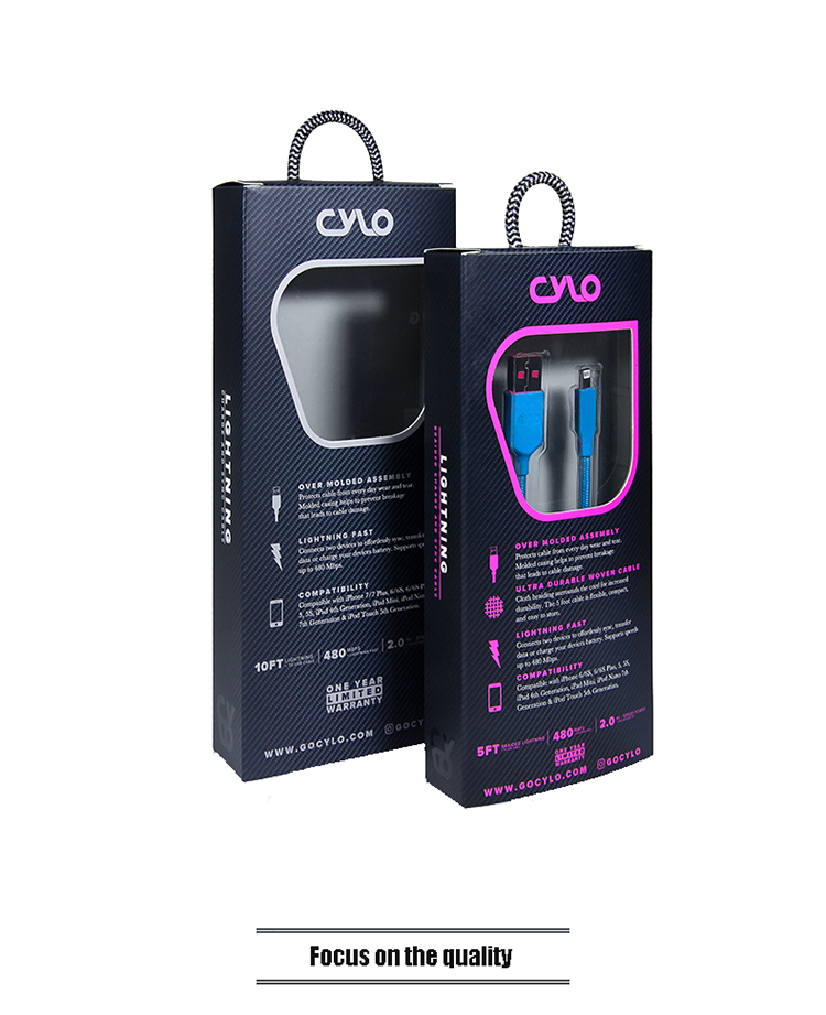 Custom Logo 300gsm paper Data Cable Packaging Box Retail Blister Pack With 4c Printing