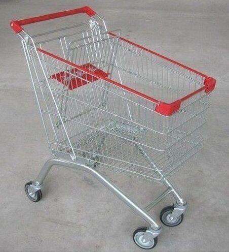 Wire Steel Store4 Wheel Shopping Trolley / Retail Hand Push Wheeled Shopping