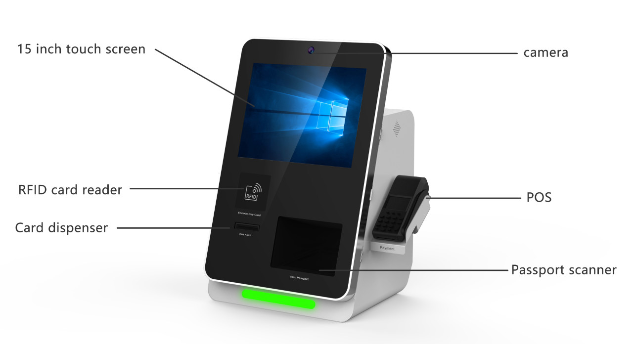 15.6 Inch Desktop Card Reader Self Service Payment Kiosk for Hotel