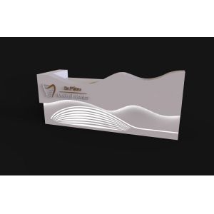 OEM LED Modern Office Reception Counters NFS ISO9001 Acrylic Reception Desk