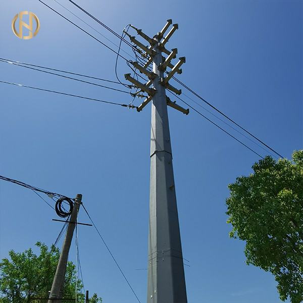 Q345 Tubular Steel Utility Pole 138KV Hot Dip Galvanized Surface ASTM570