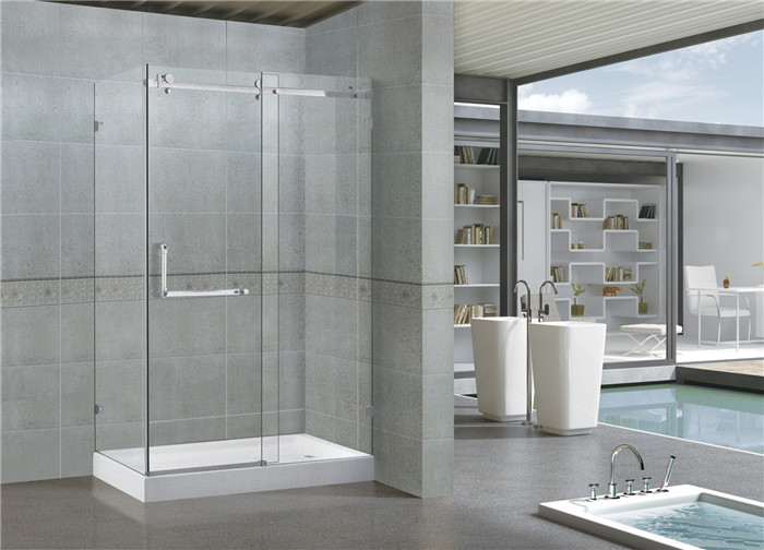 Customized Rectangle Sliding Shower Doors 8 / 10 MM Clear / Printed Glass SGCC Certification