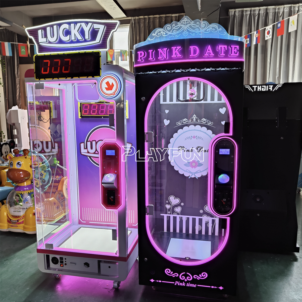 Arcade Coin Operated Game Machine Shopping Mall Lucky 7 Cut Prize Big Dolls Prize Scissors Cutting Game Machine