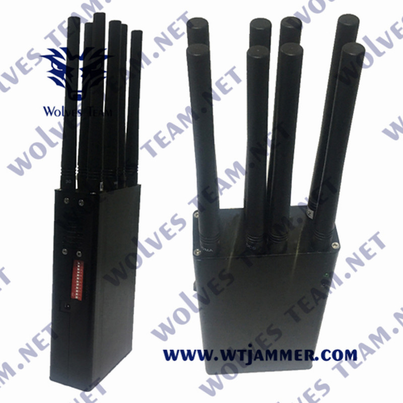 3G 4G LTE 4G WIMAX 5G Cell Phone Signal Jammer Portable 8 Antenna Handheld Type