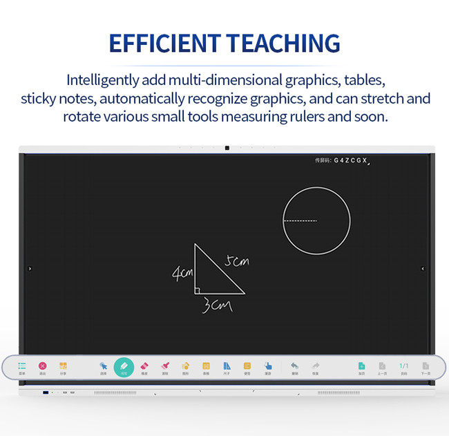 55in Wifi Connected Digital Black Board For Teaching Built In Speakers