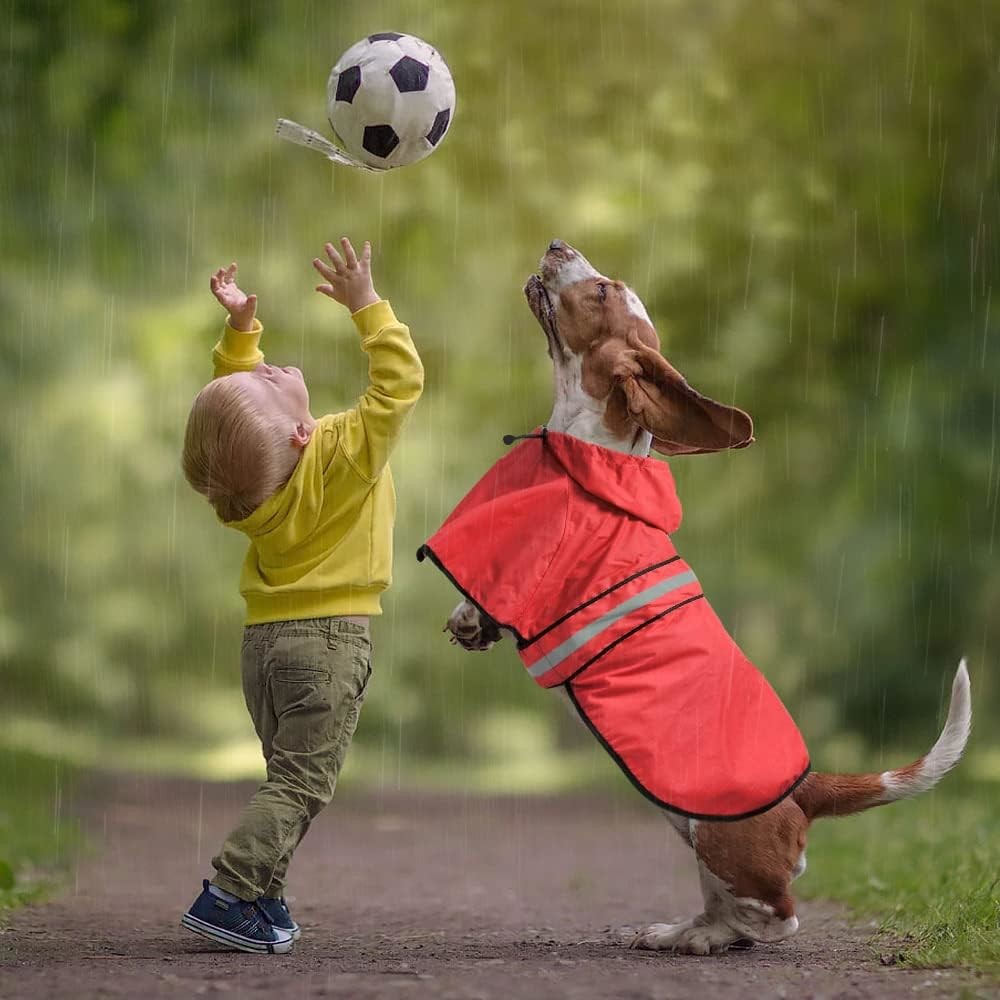 Reflective Dog Raincoat - Adjustable Waterproof Raincoat for Dogs, Lightweight Dog Hooded Slicker Rain Coat Poncho