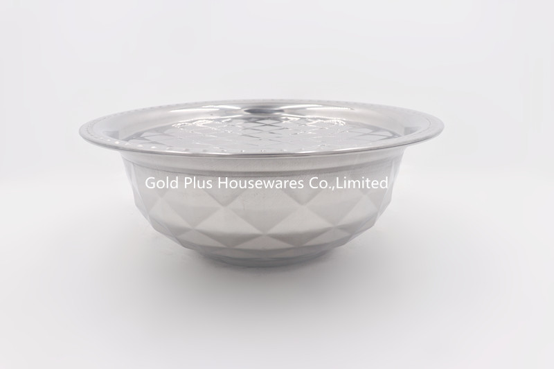 32cm Camping basin classic design stainless steel african storage basin cover basin with magnetic embossed pattern basin