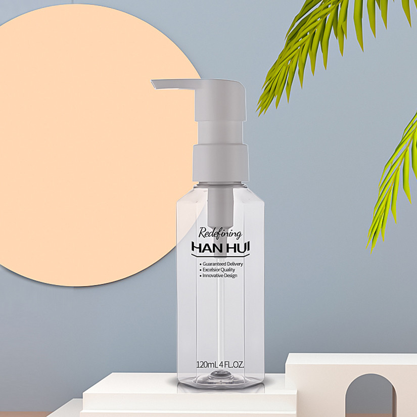 110ML Special Shaped Cosmetic Bottles Plastic With Oil Pump For Hair Oil Products