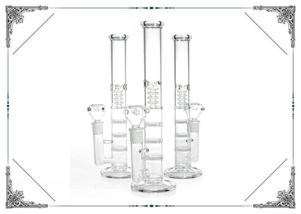 Triple Honeycomb Percolator Hookah Bongs 12 Inch Clear Straight Tube Glass
