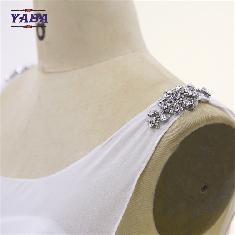 New fashion jewel beaded sleeveless long chiffon bridal sexy transparent dresses dress wedding