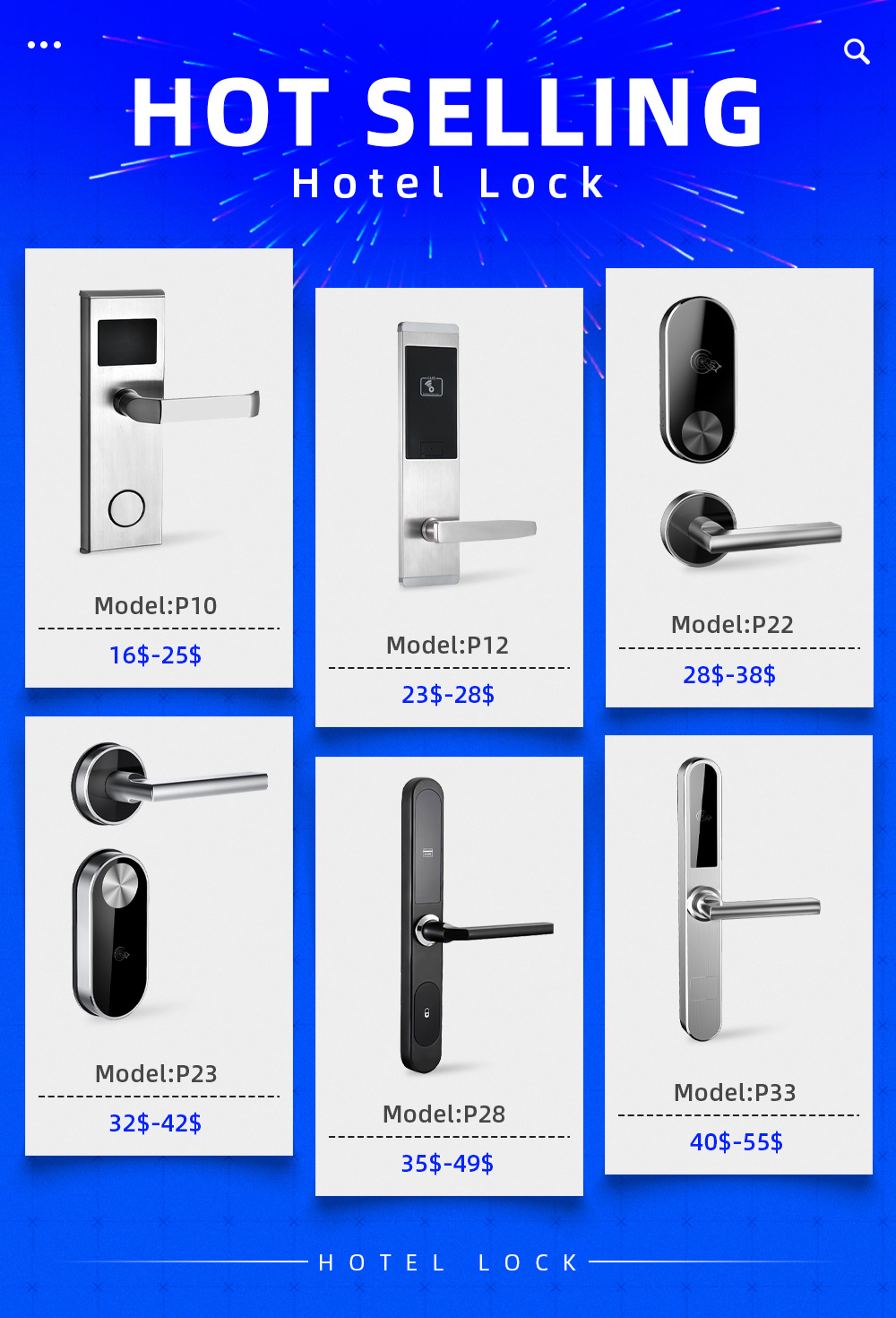 Smart Rfid Card Handle Electronic Door Locks 19mm for Hotel
