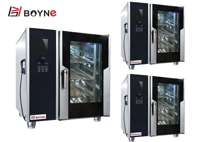 10 Tray Gas Combi Oven LCD Version For Canteen Kitchen Commercial Use