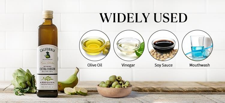 Custom Label Olive Oil Glass Bottle Round Square 200ml 150ml