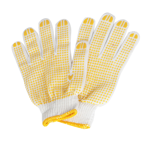 50g T/C Single Side PVC Dots Bleached Cotton Work Gloves for Safety Modelo Number C080D1-B