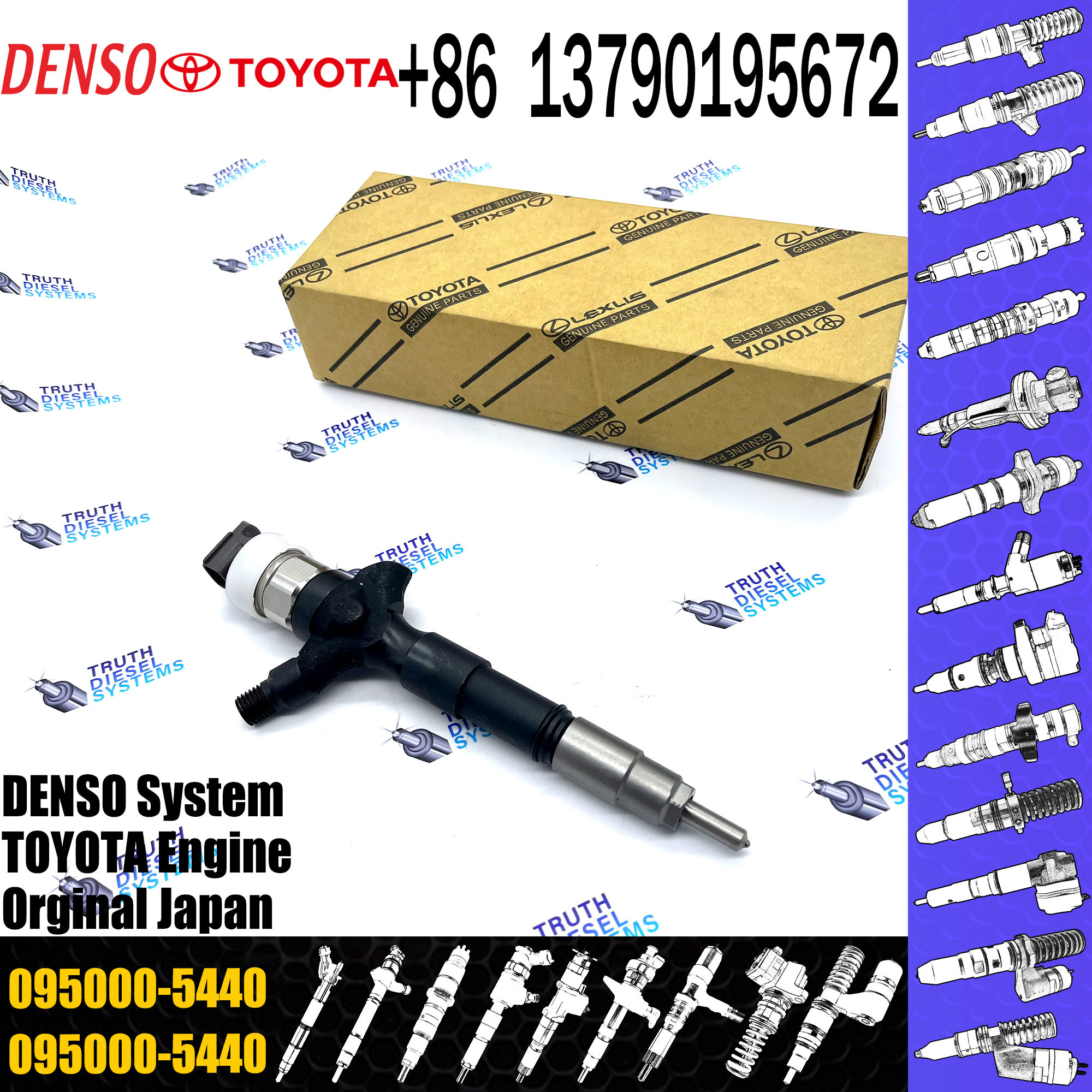 diesel engine injector 095000-5440 for toyota diesel fuel injector injection engine parts 23670-0L020