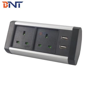 Horizontal column multimedia clamp on desk power socket box