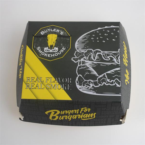 Eco Friendly 750gsm Thickness Paper Hamburger Box Takeaway Food Container Shaped