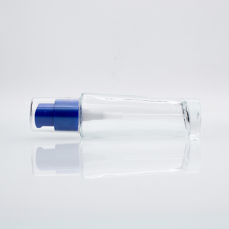Empty 33ml Liquid Foundation Bottles Cosmetic Glass Bottle Bule Pump Cap
