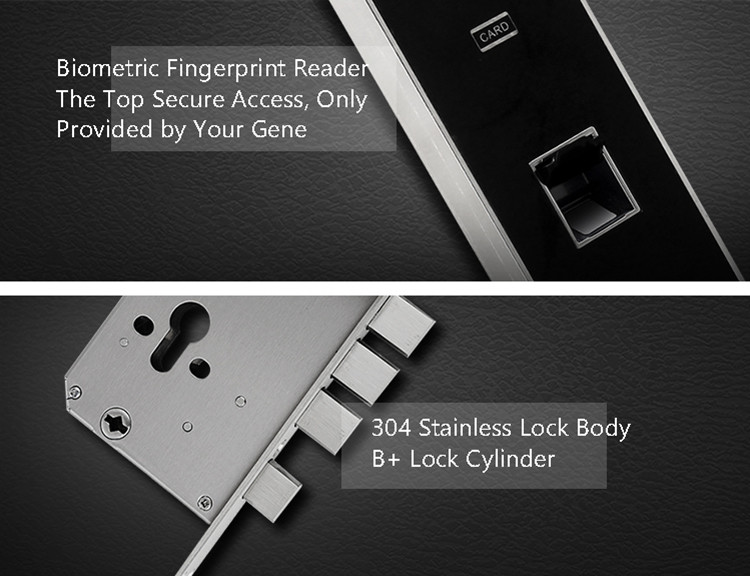 APP Dynamic Password Fingerprint Bedroom Door Lock Durable Code And Key Card