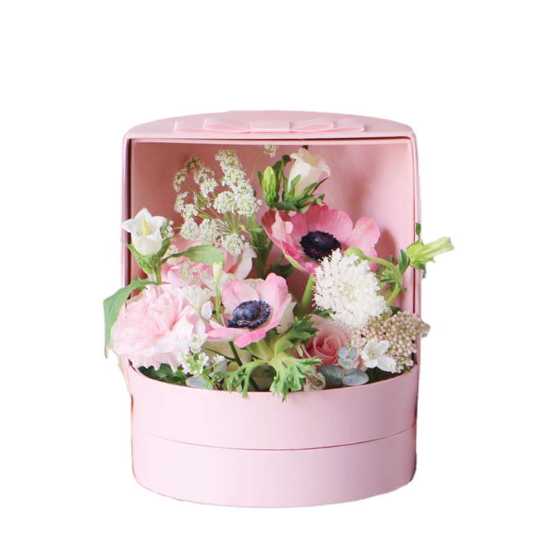 Industrial Gift Craft Custom Luxury Round Cylinder Roses Bouquet Cardboard Paper Box