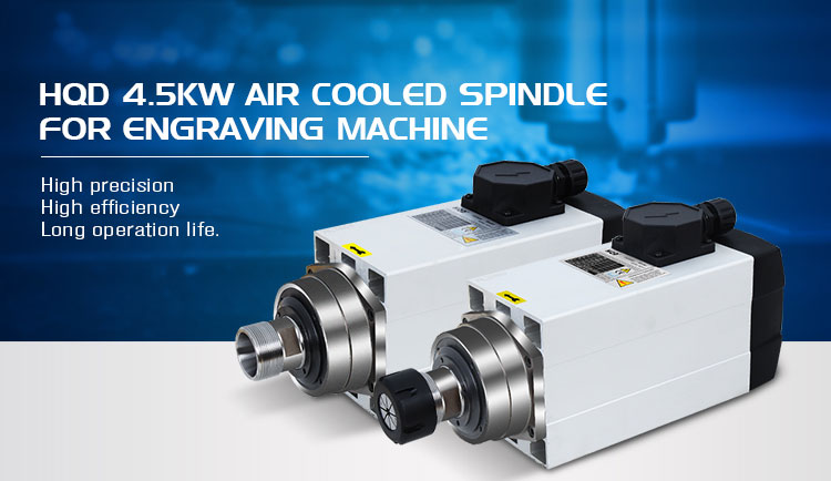 220v / 380v Fan Cooling 4.5kw 300hz ER32 Square Air Cooled Spindle Motor for CNC Router