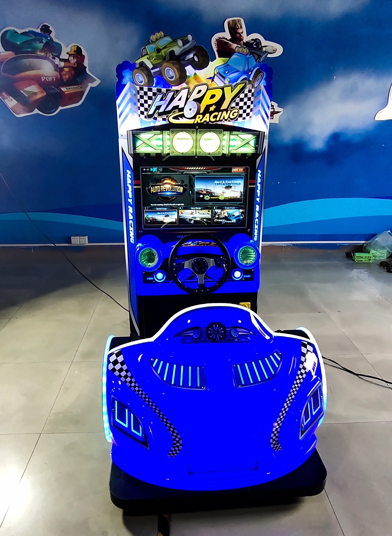 FEC Indoor Amusement Park Simulator New Design Kids Mini Happy Racing Arcade Video Car Game Machine Racing Cars Games