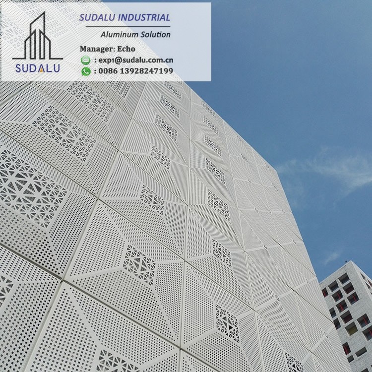 SUDALU Aluminum Column Pillar Cover Perforated Panel Wood color RAL Powder Coating Aluminum Interior Decoration Panel