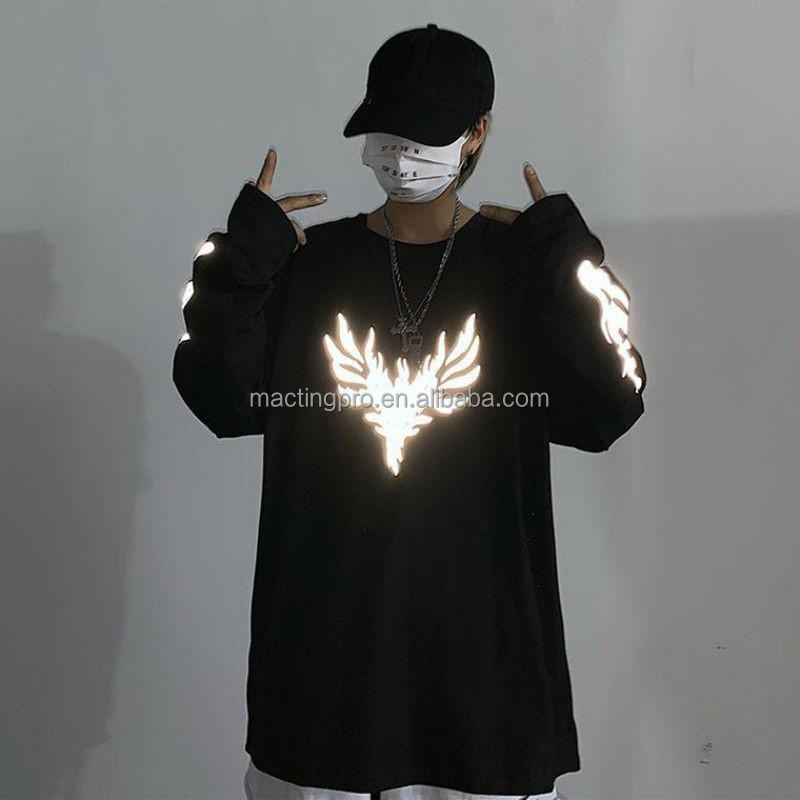 Custom Unisex Printing Graphic Luxury Heavyweight Cotton Reflective T Shirt for Men