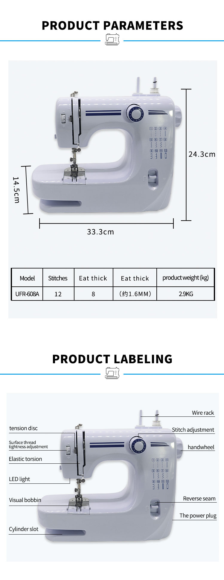 Mini Electric Zigzag Sewing Machine SM-608 with CE/ROHS/GS/U L/PSE Certification