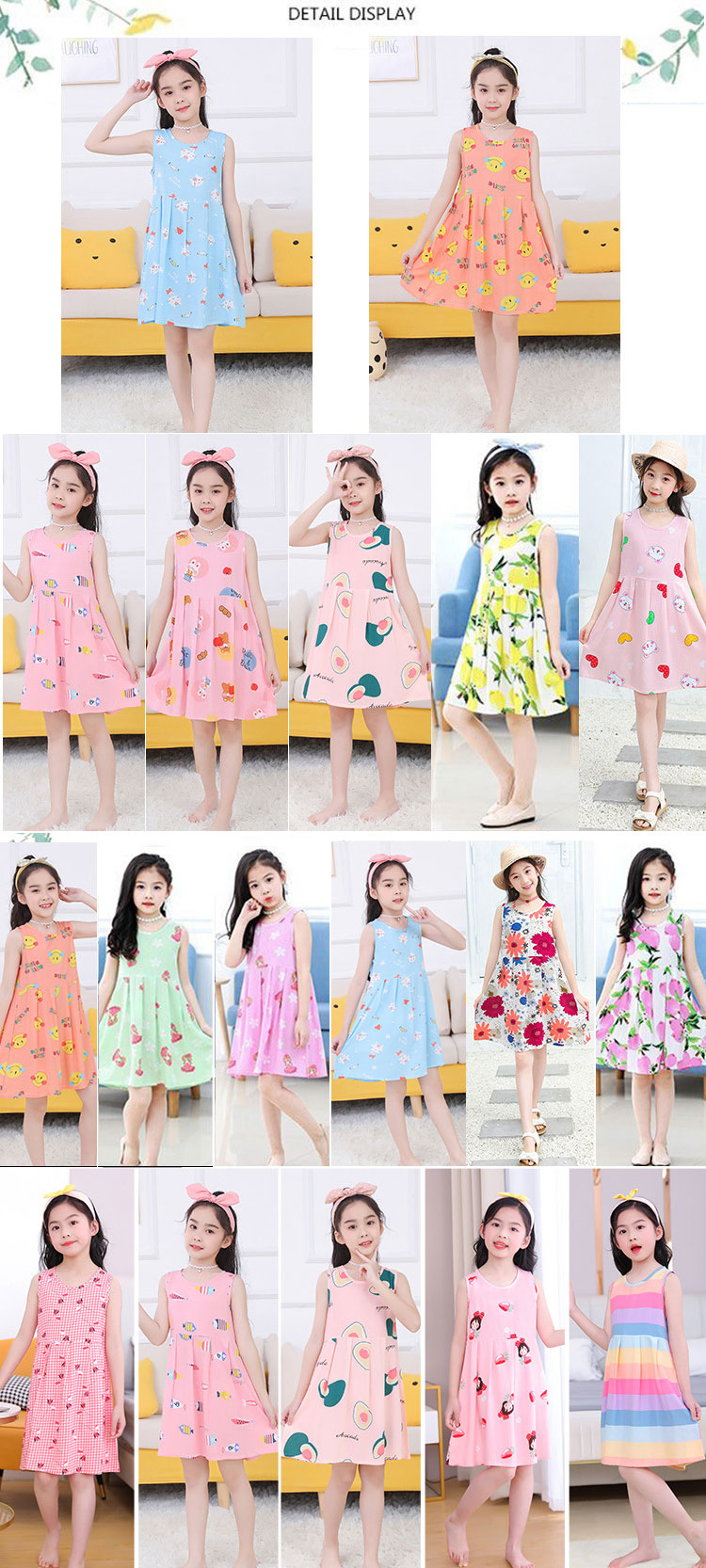 Girls Cotton Dress Children Printing Dress Summer Children'S Clothing