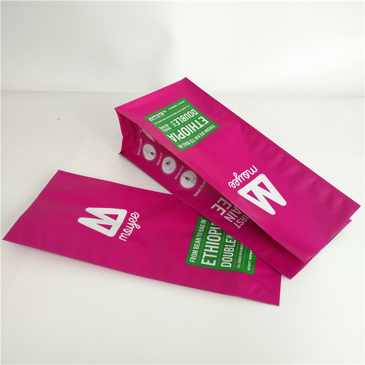 Matte Flat Bottom Custom Printed Stand Up Pouches Gusset Aluminum Laminated M Coffee Bags