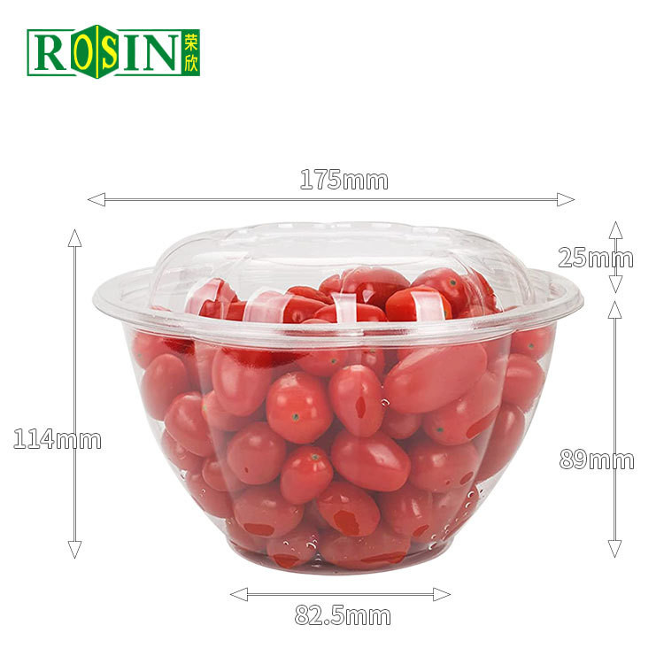 40oz Round PET Plastic Fruit Packaging Disposable Salad Containers With Lid