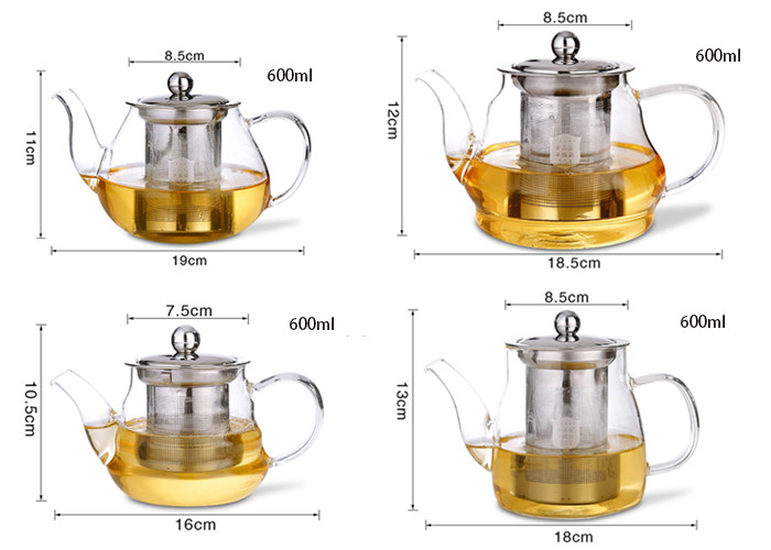 Handblown Heat Resistant Glass Teapot / Glass Loose Leaf Teapot