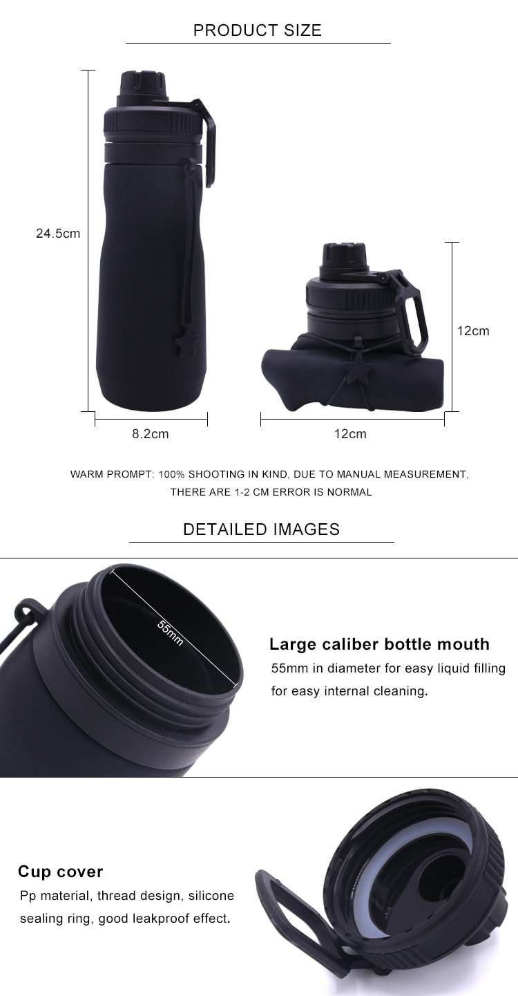 simple modern usa drinkware Collapsible Silicone Water Bottle manufacturers with marking