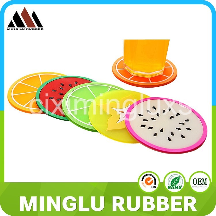 Minglu CM-004 Manufacture of Rubber Fruit design Drink Coasters  Cup Mats Coffee Mug Bar Coasters