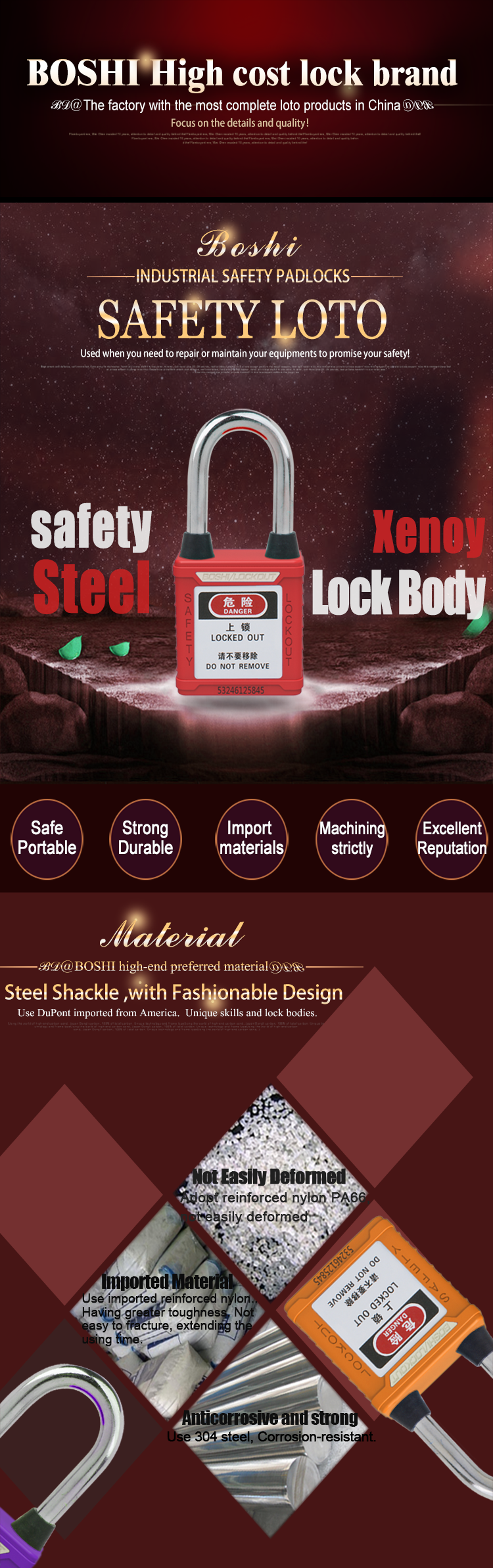 lockout dust-proof safety alike keyed padlock