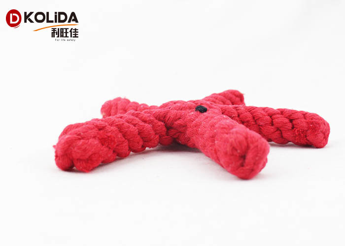 Natural Cotton Rope Pet Toys Red Color 3.5 x 20cm For Teething Cleaning / Playing