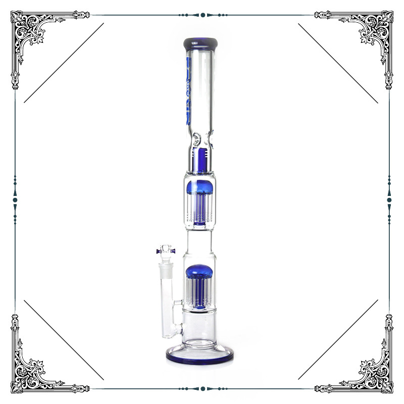 23'' Tall Straight Tube Grace Glass Smoking Hookah Pipes Double 10 Arms Perc Bongs