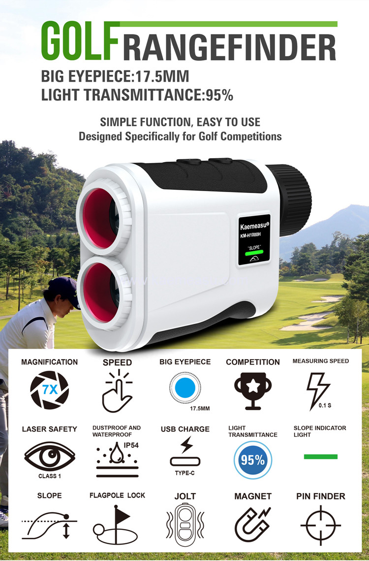kaemeasu 1000m Laser Rangefinder Rechargeable LCD Display Golf Range Finder With Magnetic Adsorption H1000H