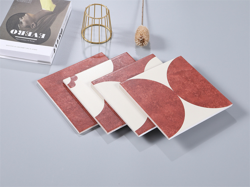 Wear-Resistant Red 20x20cm Inside Floor Ceramic Rustic Tiles For Dining Room And House 4 Styles