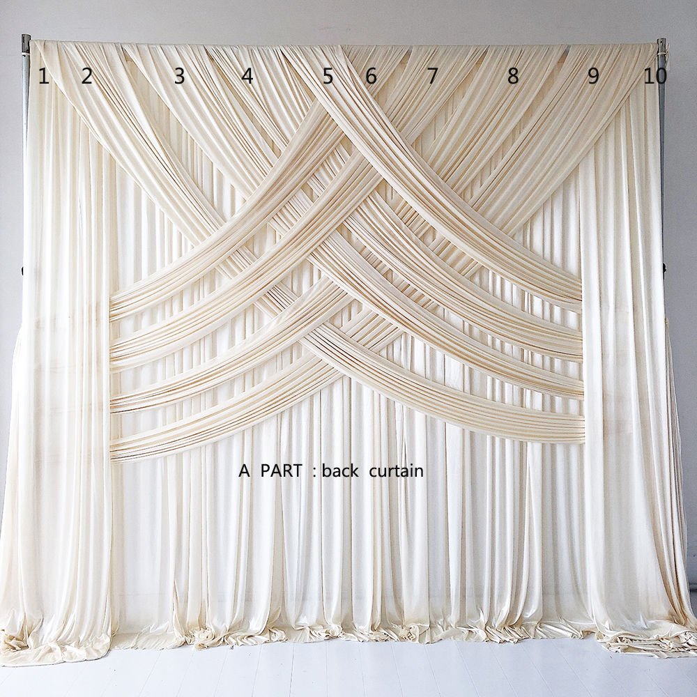 Custom Luxury Wedding Backdrop Double Drape White Cloth Curtains Cross Valance Wedding Backdrop