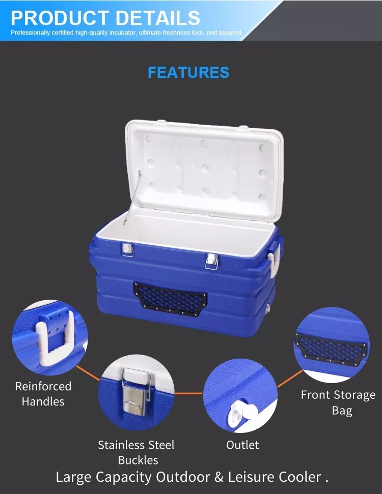 90L Large Capacity Durable Insulation Ice Cooler Box With Wheels Easy Carry
