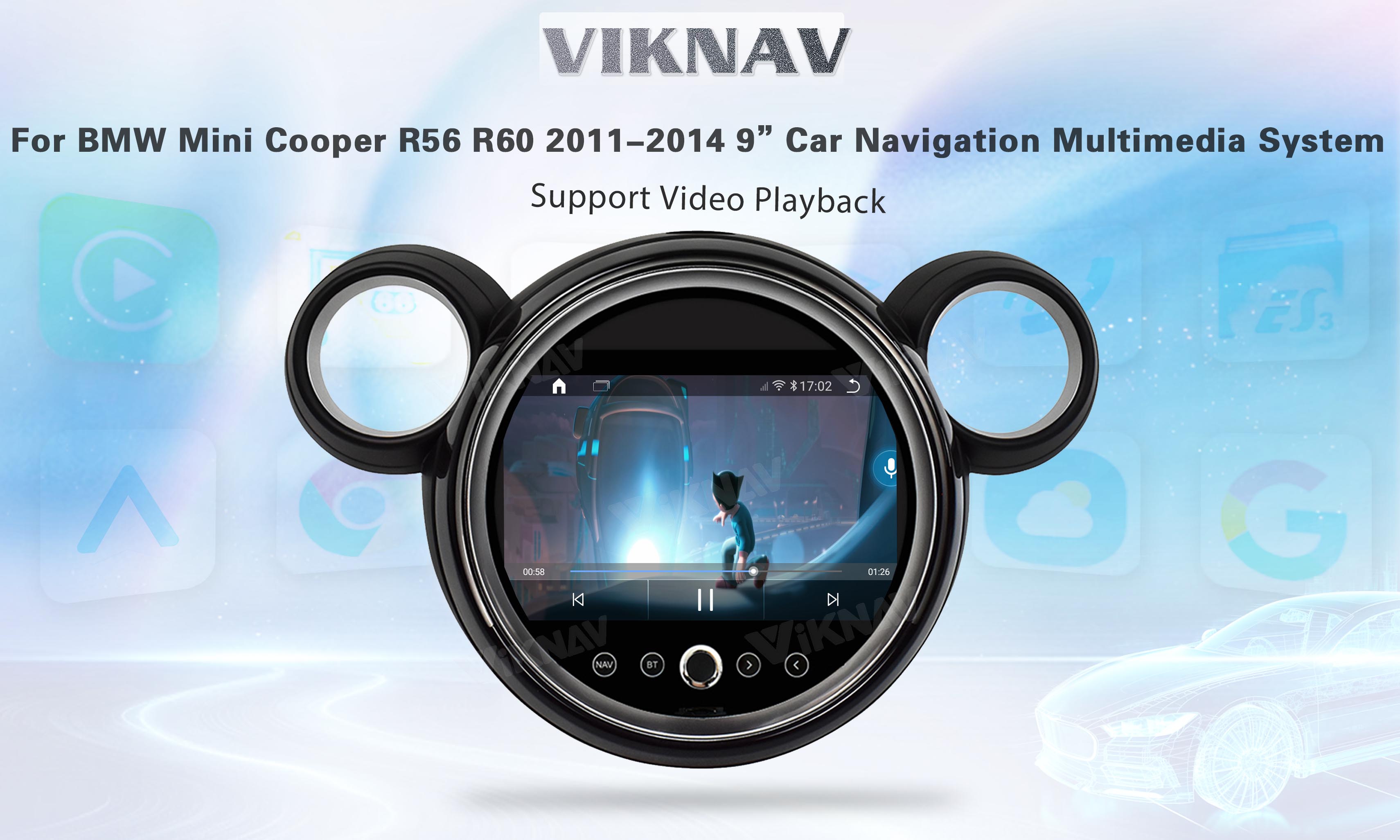 Professional Bluetooth Car Radio Head Unit For BMW Mini Cooper R56 R60 2011-2014 9Inch